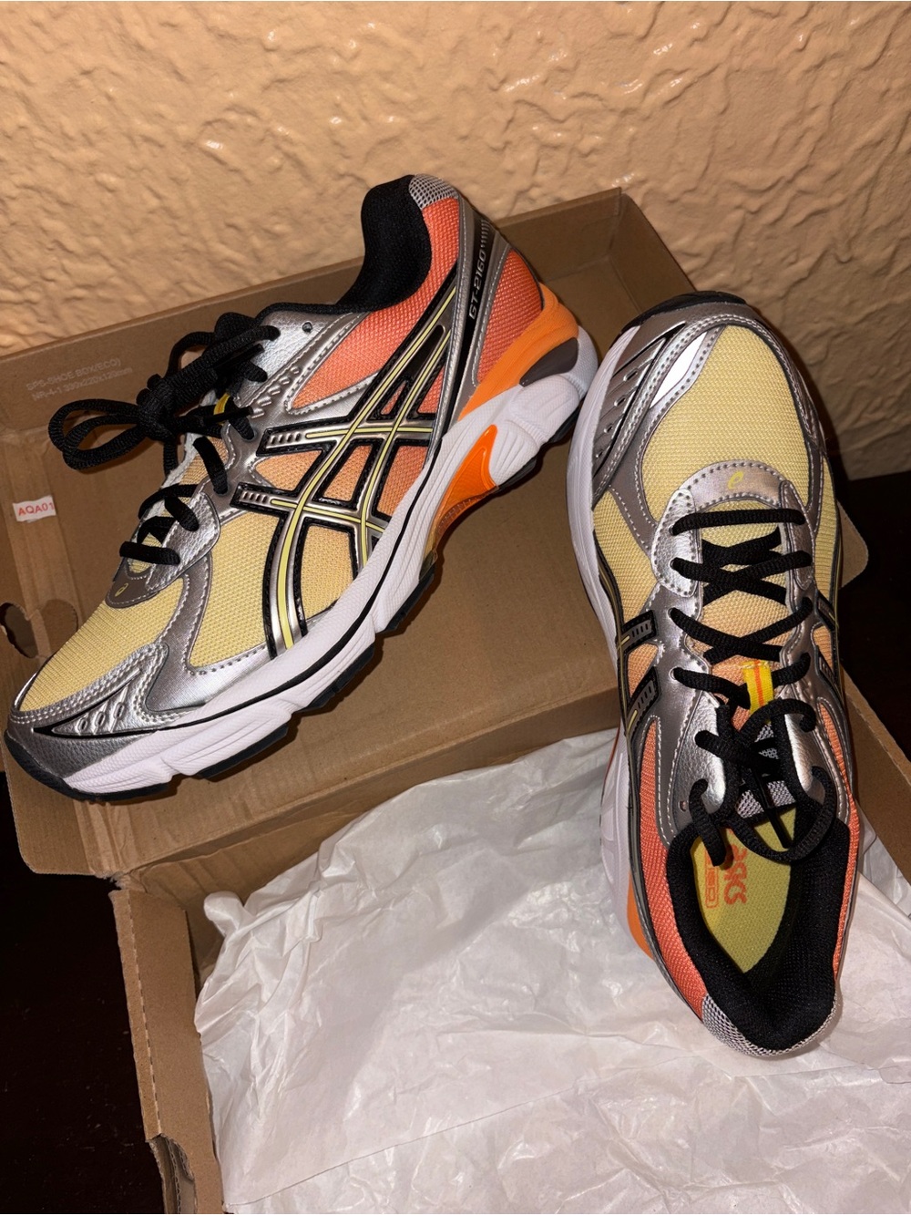 ASICS Kids Yellow, Orange & Silver Running Sneakers